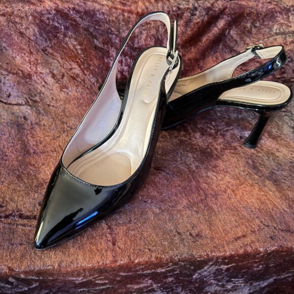 Kelly and Katie patent black slingback pointed toe heel - Picture 1 of 4